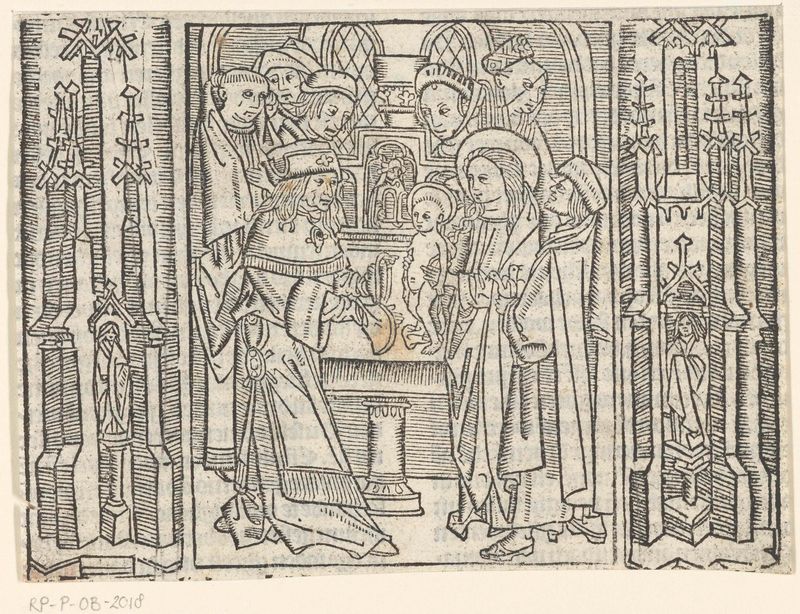 Religious scene in a temple, paper artwork by Master of Delft