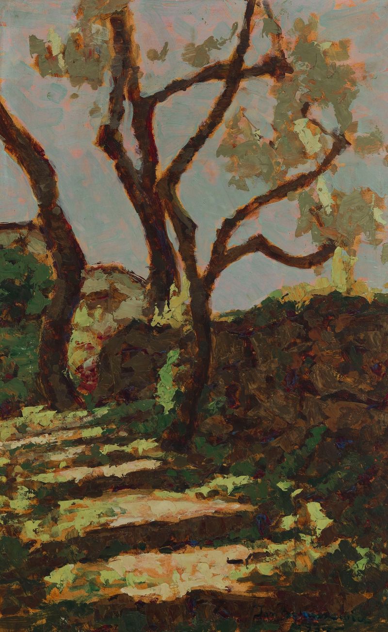 Uphill in the Sun by Jan Bohuszewicz, impressionist landscape painting