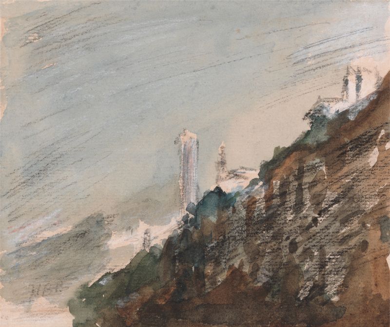 Paisagem com um rio e luz dourada, pintura a óleo de Hercules Brabazon Brabazon
