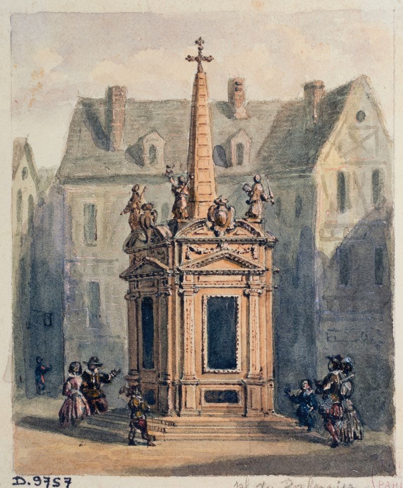Gravura de La pyramide expiatoire de Jean Chastel de Auguste-Sébastien Bénard