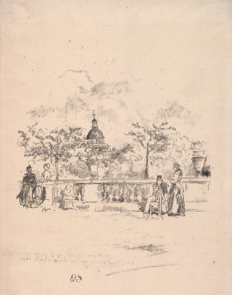 Óleo sobre lienzo de James Abbott McNeill Whistler que muestra una vista de la terraza del Panteón.