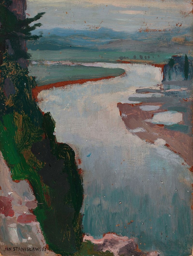 Vistula River at Tyniec de Jan Stanisławski, óleo sobre lienzo