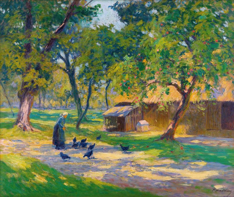 Paisaje pastoral con suaves tonos, óleo sobre lienzo de Paul Madeline