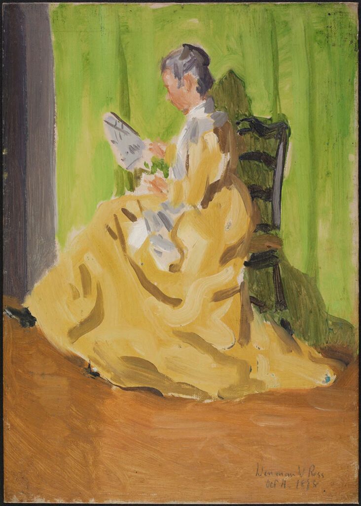 Retrato de una mujer con luz suave, pintura al óleo de Denman Waldo Ross