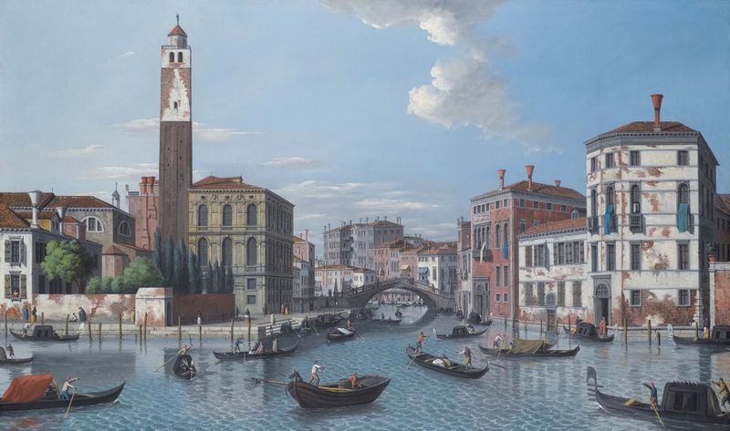 Marine scene depicting the Grand Canal in Venice, oil painting by Venetian School