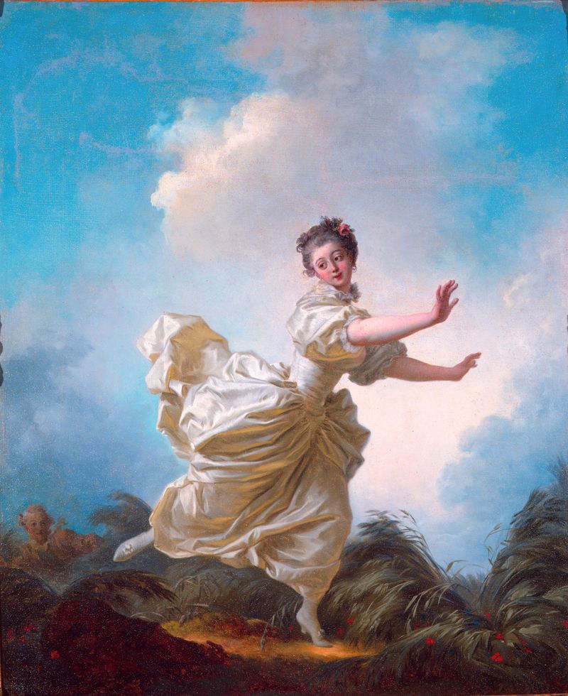 Mythological scene with figures among clouds, oil painting by Jean-Honoré Fragonard