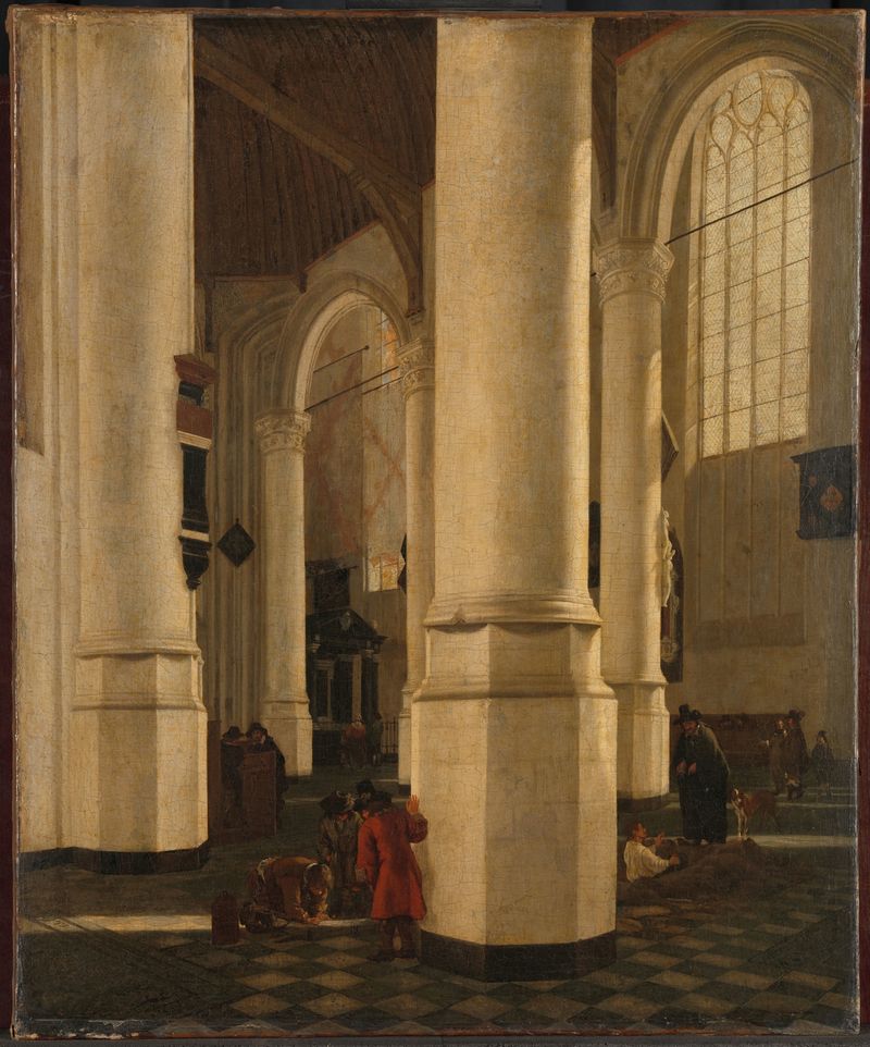 Interior of the Oude Kerk in Delft, oil on canvas by Gerard Houckgeest