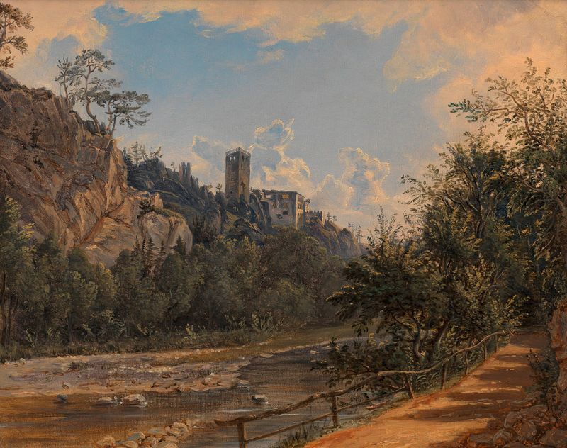 Ruine Rauhenstein bei Baden by Friedrich Loos, landscape with ruins