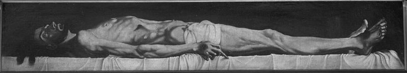 O Corpo de Cristo Morto no Túmulo, óleo sobre tela de um artista não identificado
