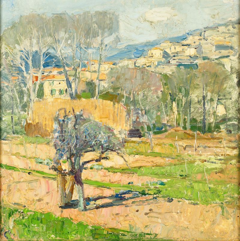 Cagnes de Carl Moll, un paisaje impresionista con suaves colores del amanecer