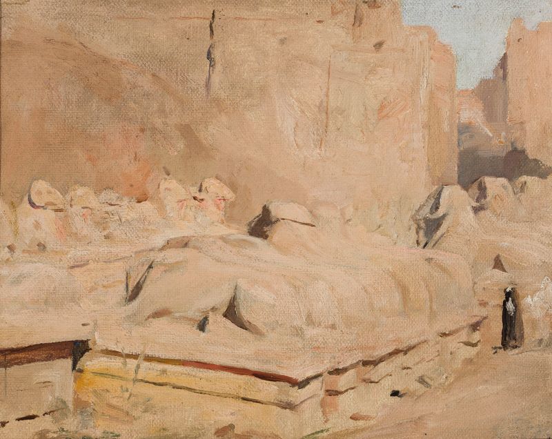 Sphinx Alley, templo de Amun-Re, pintura al óleo de Jan Ciągliński
