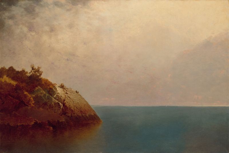 Paisaje brumoso con suaves azules y grises, óleo sobre lienzo de John Frederick Kensett