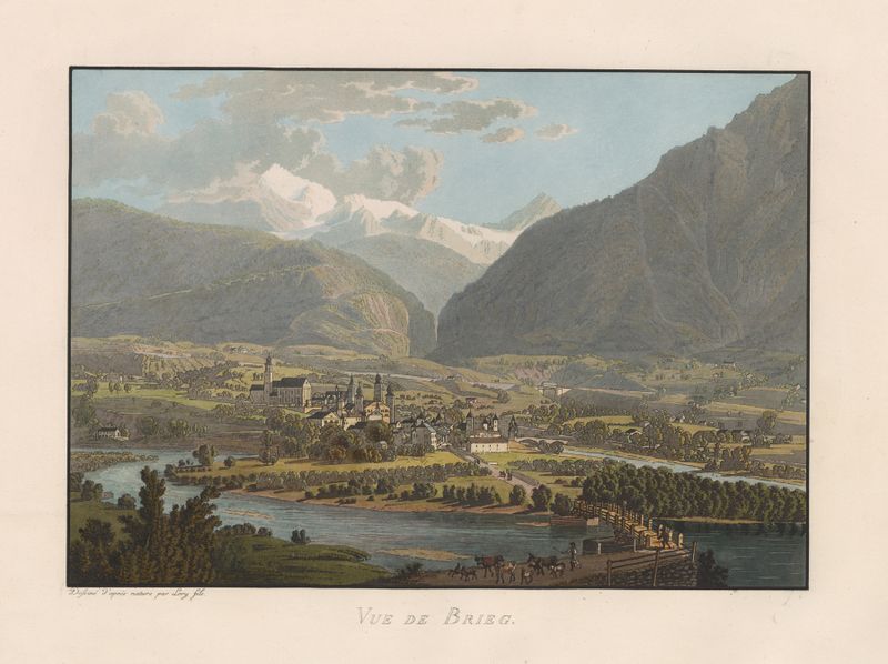 Vue de Brieg de Gabriel Lory el Joven, que representa un paisaje sereno con follaje vibrante, pintura al óleo.