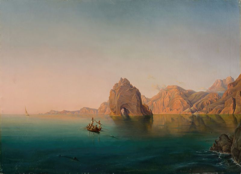 Swordfish fishing off Capri de Christian Frederik Ferdinand Thøming, óleo