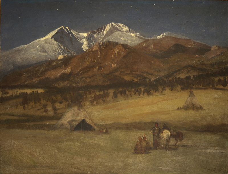 Indian Encampment – Evening, óleo sobre tela de Albert Bierstadt