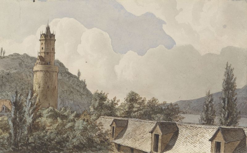 Landscape depicting the Rhine River by Hendrik Abraham Klinkhamer, oil painting