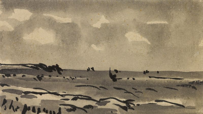 Paisagem serena em óleo sobre tela de Henri-Joseph Harpignies