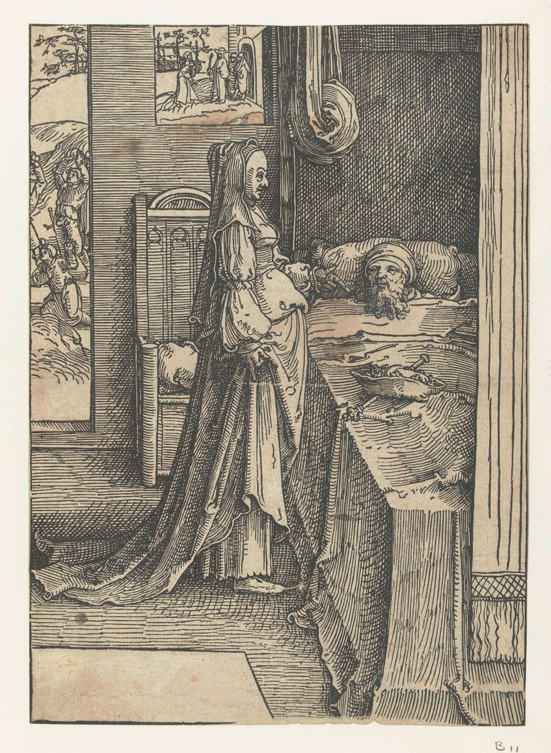 Izebel en koning Achab, gravura de Lucas van Leyden, representando a rainha Jezabel e o rei Acabe.