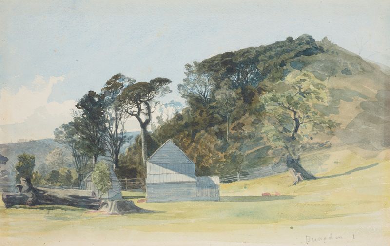 Paisaje con agua y cielo de James Crowe Richmond, pintura al óleo