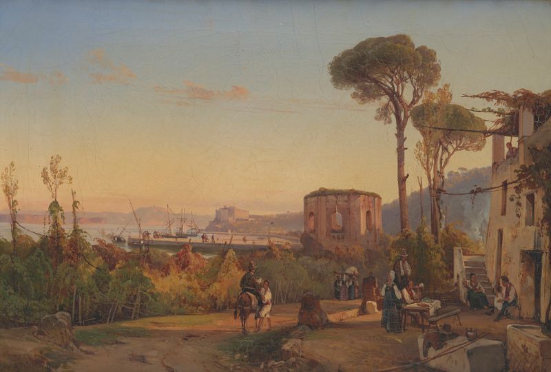 View of the Gulf of Naples with the Fishing Port, oil painting by Giacinto Gigante