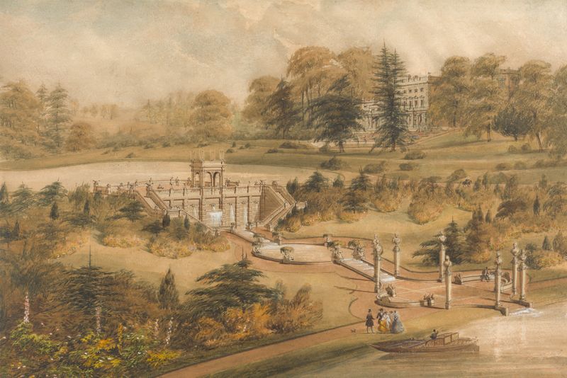 Design for Cowley Manor by George Somers Clarke, ink on paper