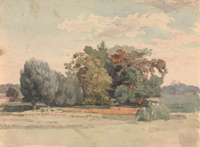 Sloans Spring New Jersey de Thomas Sully, óleo sobre lienzo que representa un paisaje primaveral con luz dorada.