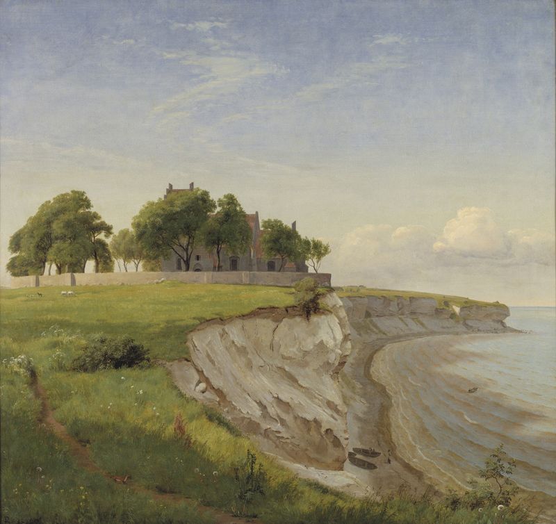 Højerup Church on the Cliffs of Stevns, oil painting by P. C. Skovgaard