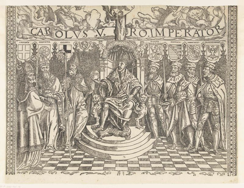 Historical drawing on paper by Robert Péril depicting a family tree.