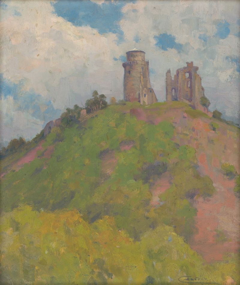 As ruínas do Castelo de Slane, óleo sobre tela de Ľudovít Čordák
