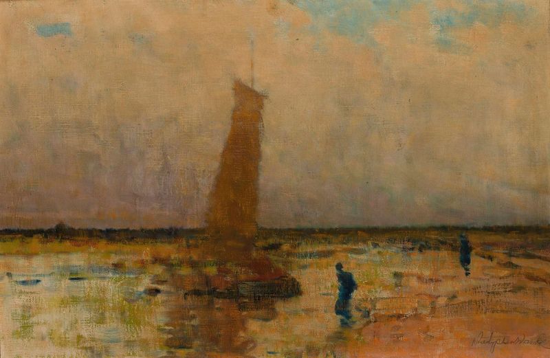 Sailboat on the sea, oil painting by Władysław Wankie