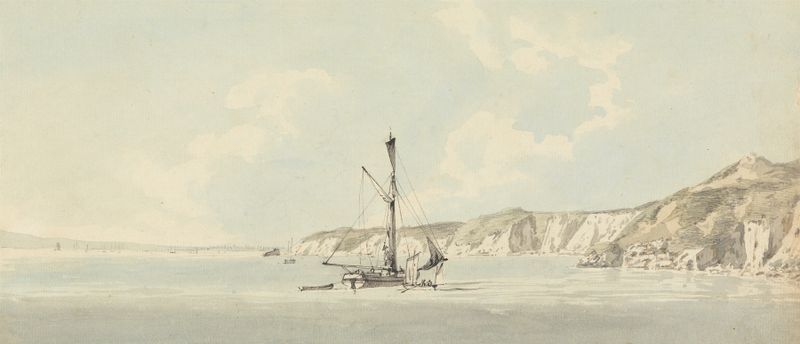 Southampton Water by John Thomas Serres, oil on canvas depicting a tranquil marine landscape