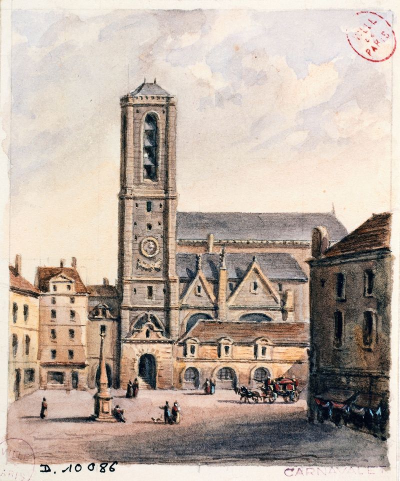 Arquitectura gótica de la fachada de una iglesia de Auguste-Sébastien Bénard
