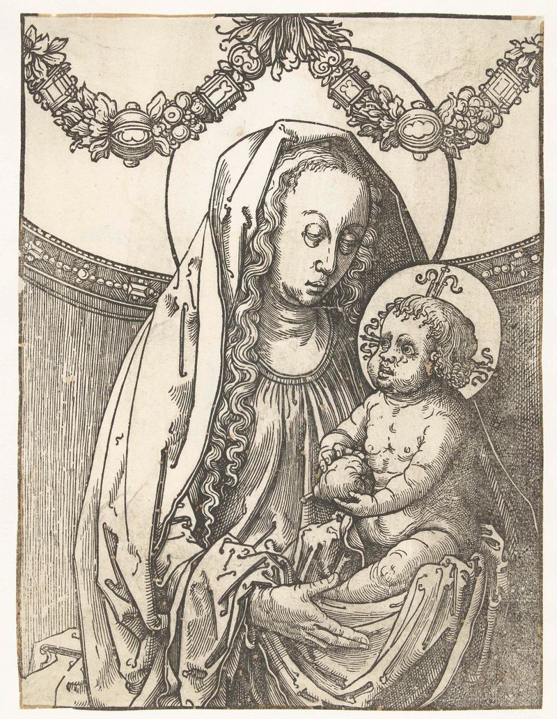 Pintura a óleo de Lucas van Leyden retratando uma mãe e uma criança em um abraço