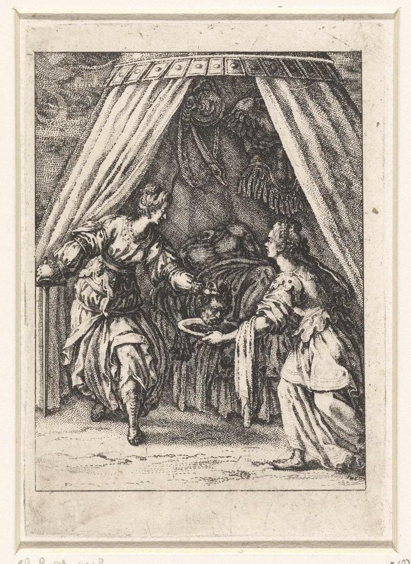 Judith sosteniendo la cabeza de Holofernes, grabado de Jacques Callot