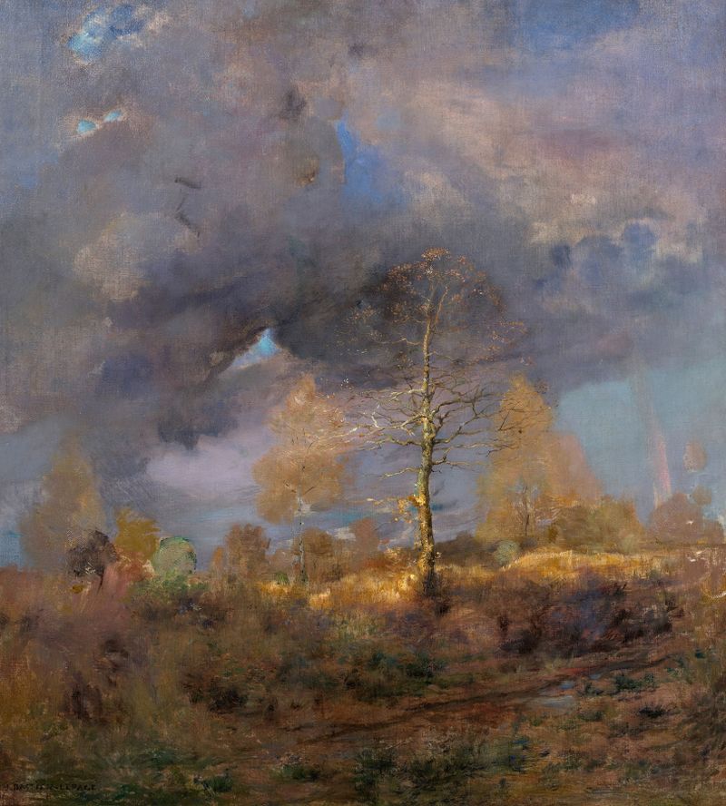 Figurative oil painting by Jules Bastien-Lepage featuring a young woman in golden light.