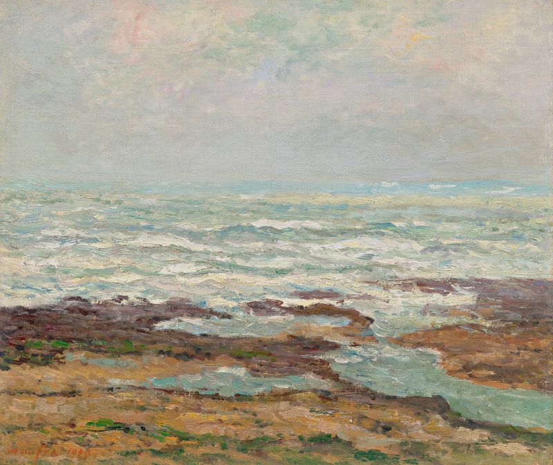 Marine, mer montante, Yport de Maxime Maufra, representando el mar y el cielo, Impresionismo