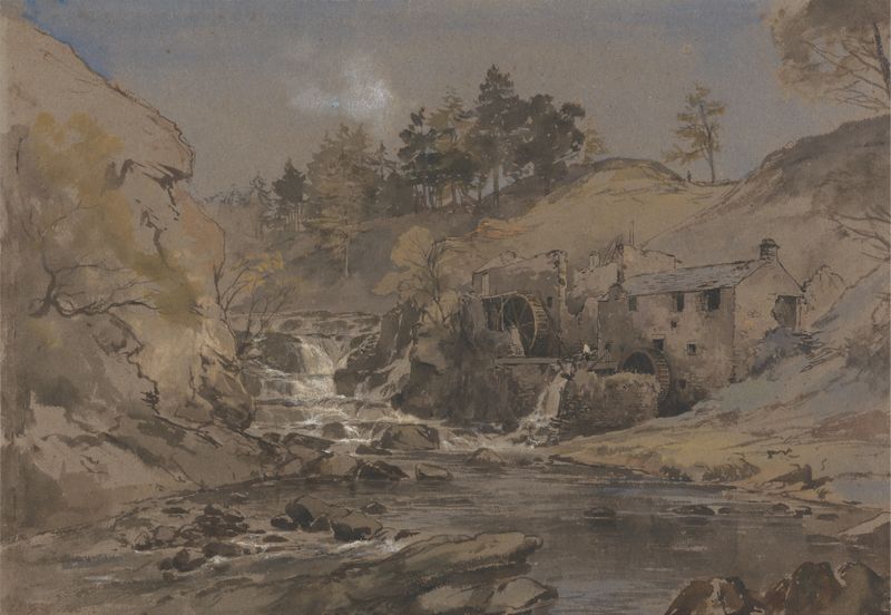 Paisagem de ruínas com pedras em colapso e vigas caídas de Edmund Marriner Gill