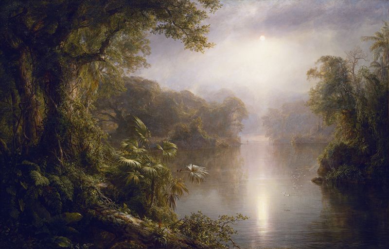 El Rio de Luz, óleo sobre tela de Frederic Edwin Church, retrata um rio em um vale tranquilo.