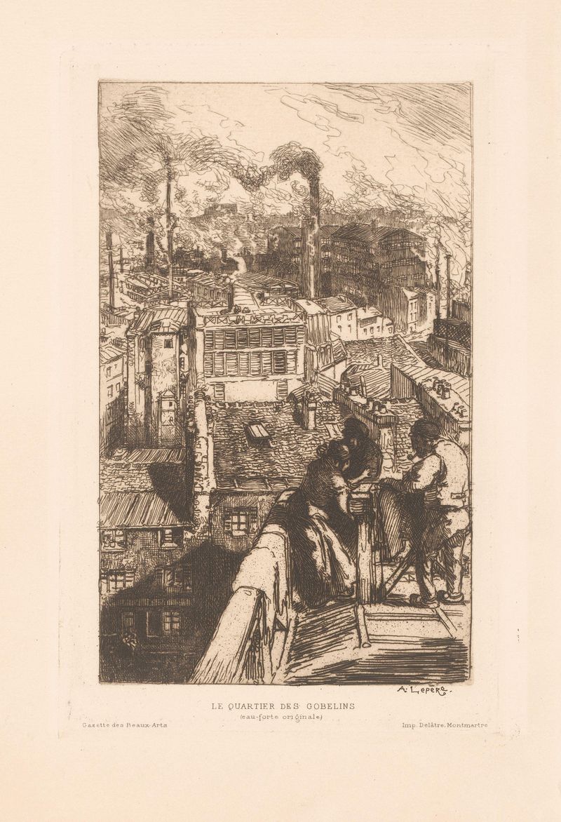 Landscape depicting ruins and foliage by Auguste Lepère, 19th century