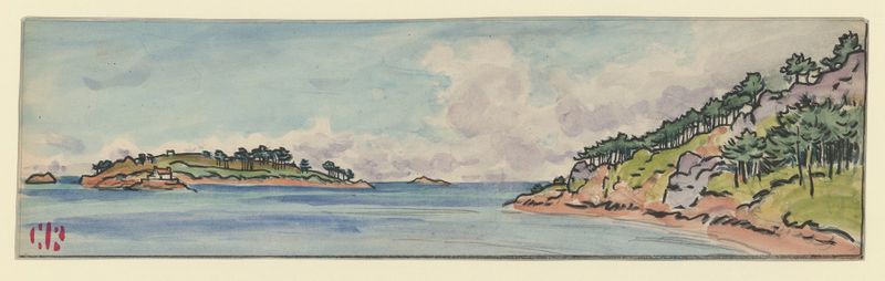Watercolour by Henri Rivière depicting tranquil water and clouds