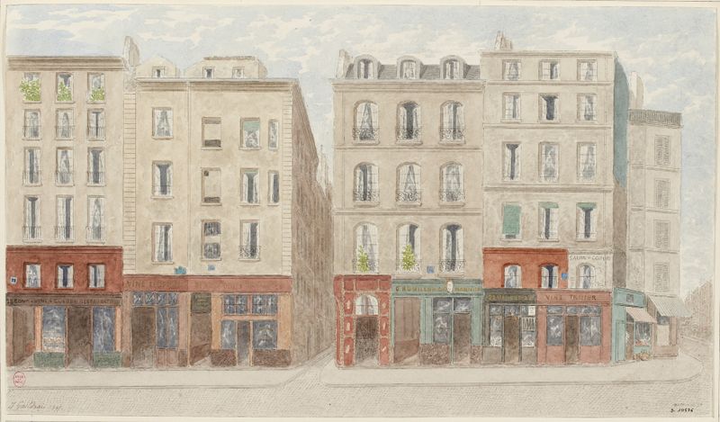 Rue Beaubourg Nº22 à 28, 3ème arrondissement, oil on canvas by Jules Gaildrau