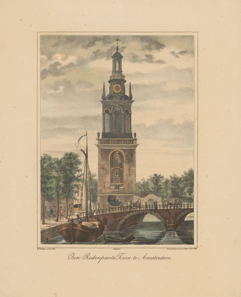 Engraving of Jan Rodenpoorts Toren te Amsterdam by Abraham Vinkeles