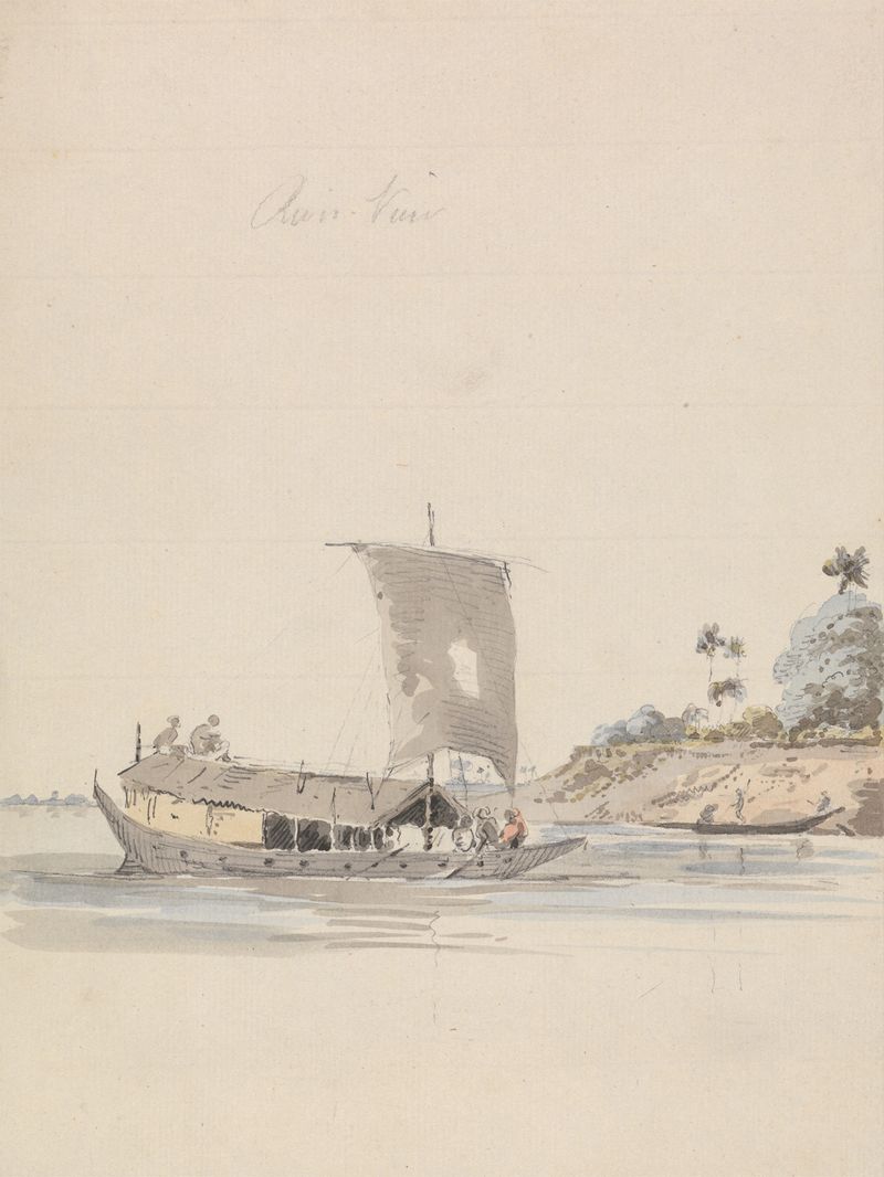 River View with a Junk, oil on canvas by Samuel Davis
