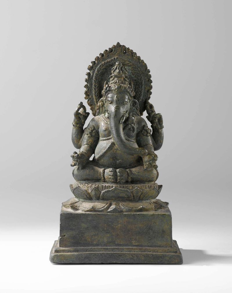 Escultura em bronze de Ganesha por artista desconhecido