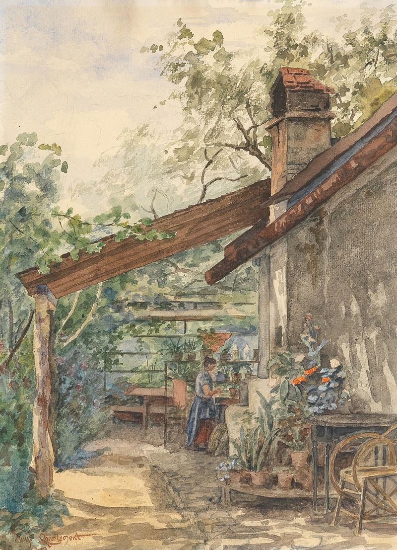 Botanical scene with vibrant flora by Hugo Charlemont, medium unknown