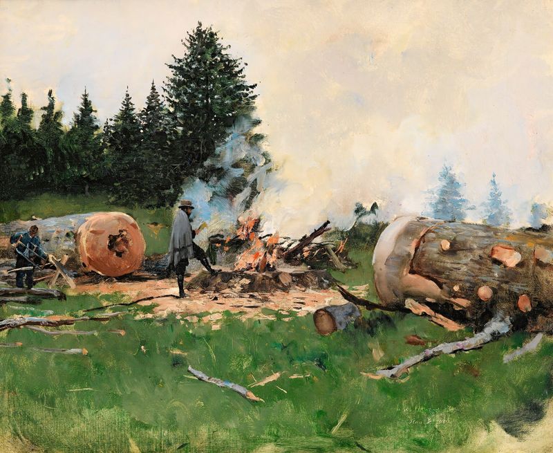 Woodman in a mountain village, realism by Jean Béraud