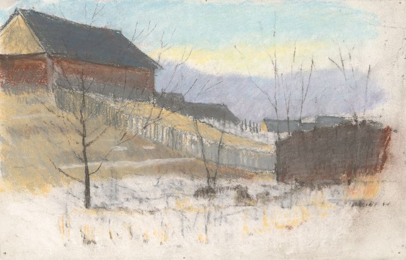 Paisagem de Na kraji dediny de Ladislav Mednyánszky, pintura a óleo
