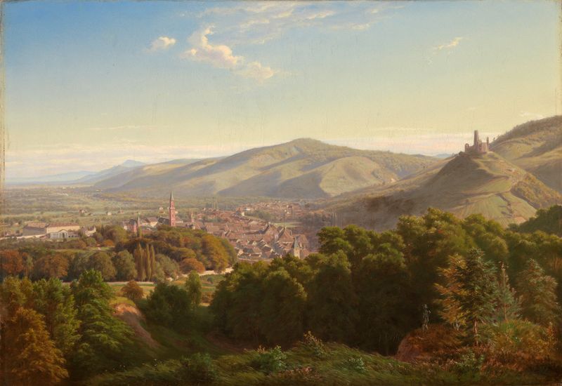 Vista da paisagem de Weinheim por Eduard Gustav Gleim, pintura a óleo