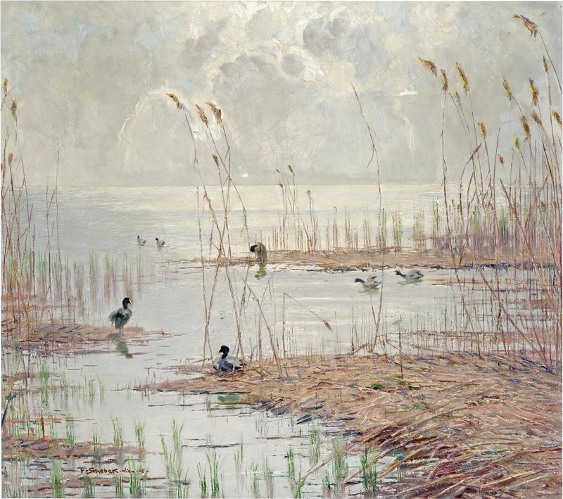 Paisagem impressionista do Lago Tollense por Ferdinand Schebek