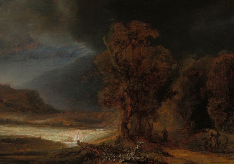 Landscape with the Parable of the Good Samaritan, oil on canvas by Rembrandt van Rijn